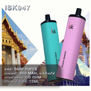 ISK047 พอตใช้แล้วทิ้ง 5000 พัฟ ปรับกระแสลมได้ แบบชาร์จไฟได้ Puffs Disposable POD Thailand