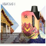 ISK051 พอตที่เติมไว้ล่วงหน้า 3000 Puffs แบบใช้แล้วทิ้งพร้อมคาร์ทริดจ์แบบเปลี่ยนการไหลของอากาศที่ปรับได้แบบชาร์จไฟได้ Refill PODs disposable vape