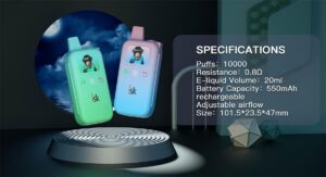 ISK055 พอตใช้แล้วทิ้ง 10000 Puffs พร้อมแบตเตอรีแบบชาร์จไฟได้ 20ml Disposable Vape POD Thailand