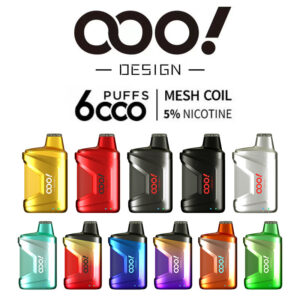 OOO!DESIGN พอตใช้แล้วทิ้ง 6000 Puffs แบบใช้แล้วทิ้งพร้อมประสบการณ์พิเศษในการไหลเวียนของอากาศที่ปรับได้และคอยล์ตาข่ายในตัว disposable vape pod Raz CA6000