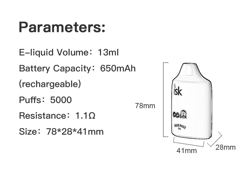 QQ-Box ชาร์จใหม่ได้ บุหรี่ไฟฟ้าใช้แล้วทิ้ง 5000 พัฟ Puffs Disposable Vape Thailand